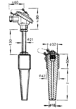WRER-14電站測(cè)溫用中溫中壓熱電偶安裝圖片