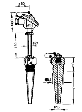 WRER-15電站測溫用低溫低壓熱電偶安裝圖片