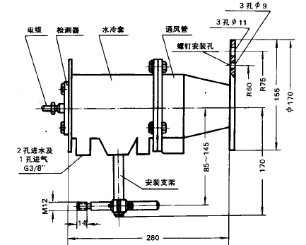 WFH-64紅外輻射溫度檢測(cè)器安裝圖片