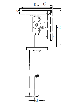 WSS-384固定法蘭萬向雙金屬溫度計安裝圖片